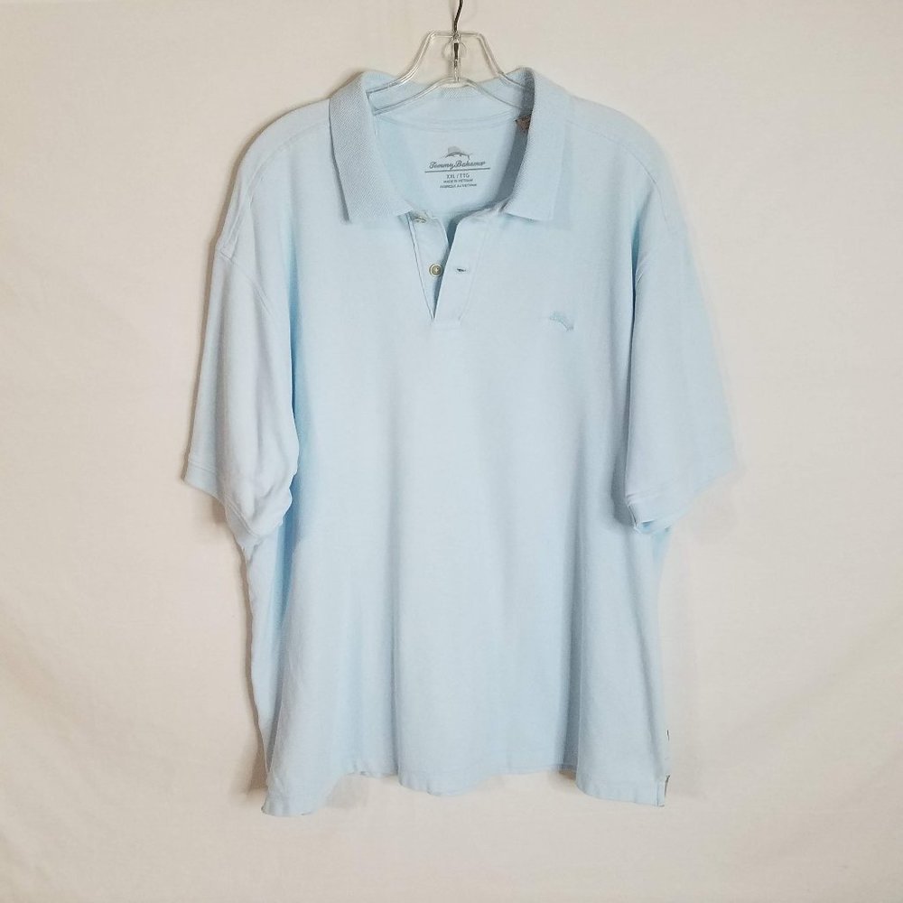 Tommy Bahama Light Blue Short Sleeve‎ Cotton Polo Shirt Men's Size 2XL
